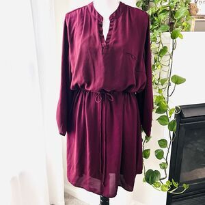Maurices | Dresses | Maurices Burgundy Red Chiffon Billowy Drawstring Waist  Fully Lined Dress Plus 3x | Poshmark